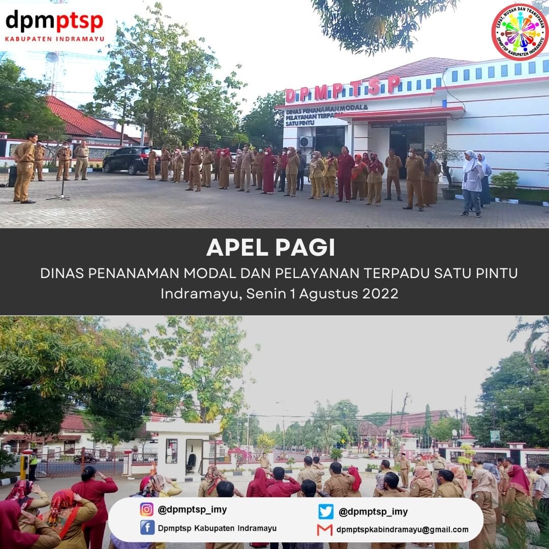 Kegiatan Apel pagi Dinas Penanaman Modal dan Pelayanan Terpadu Satu Pintu (DPMPTSP) Kabupaten Indramayu