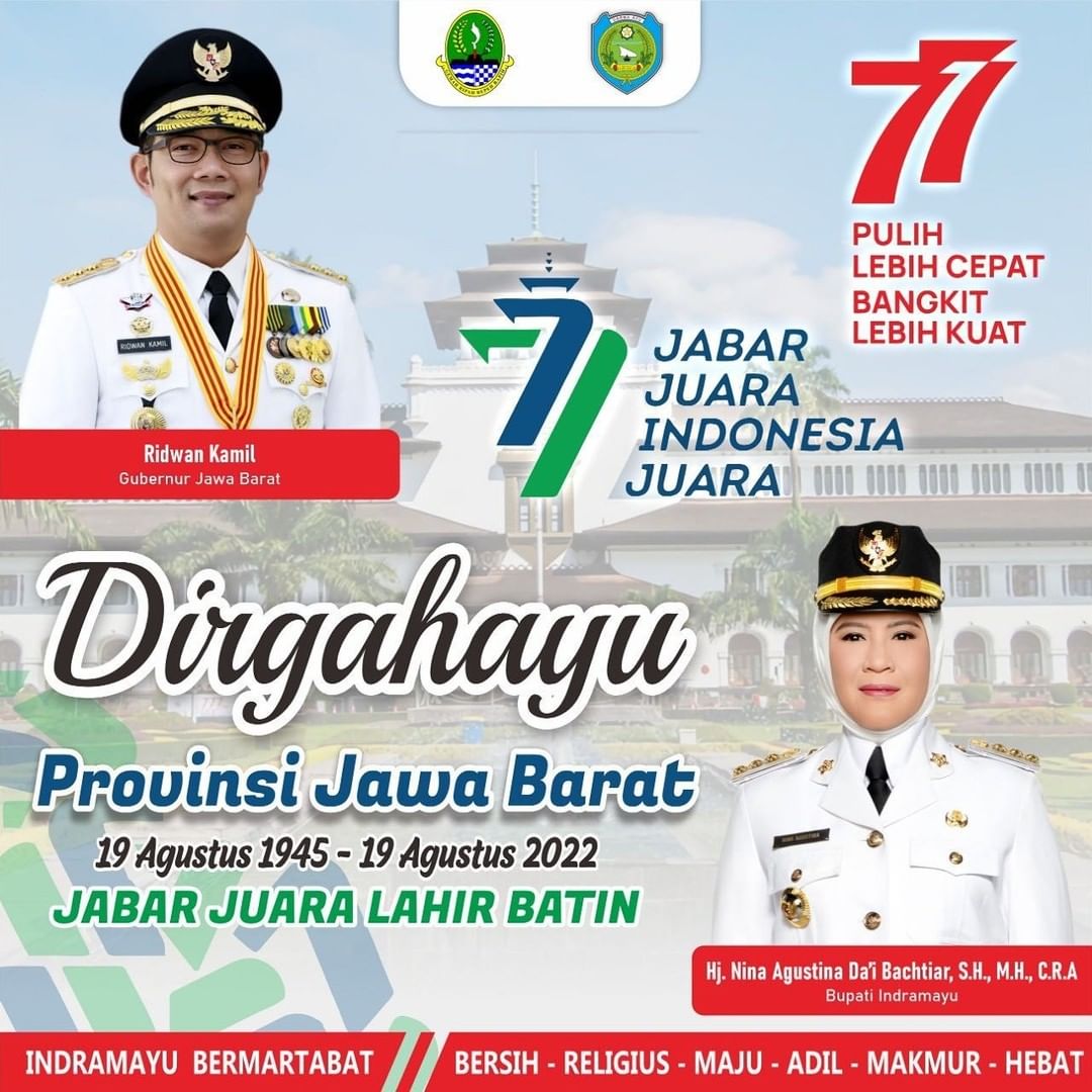Dirgahayu Provinsi Jawa Barat 19 Agustus 1945 sd 19 Agustus 2022 Jabar Juara Lahir Batin